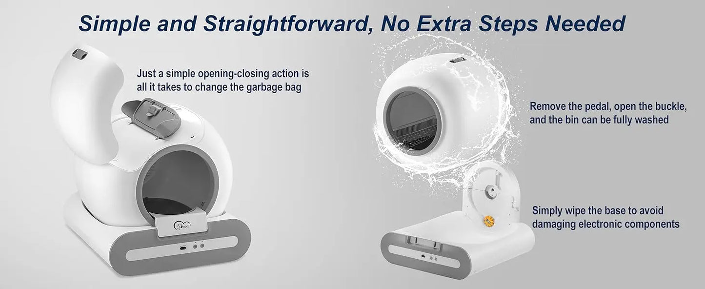 Smart Self-Cleaning Automatic Cat Litter Box – App-Controlled, Large Capacity, Easy Maintenance