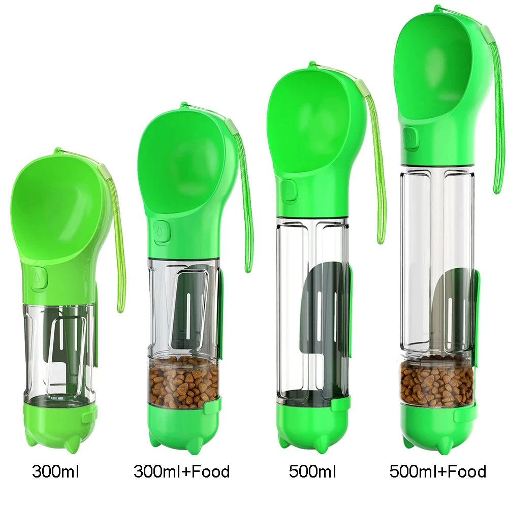 3-in-1 Portable Dog & Cat Water Bottle – Feeder, Poop Scoop & Food Container