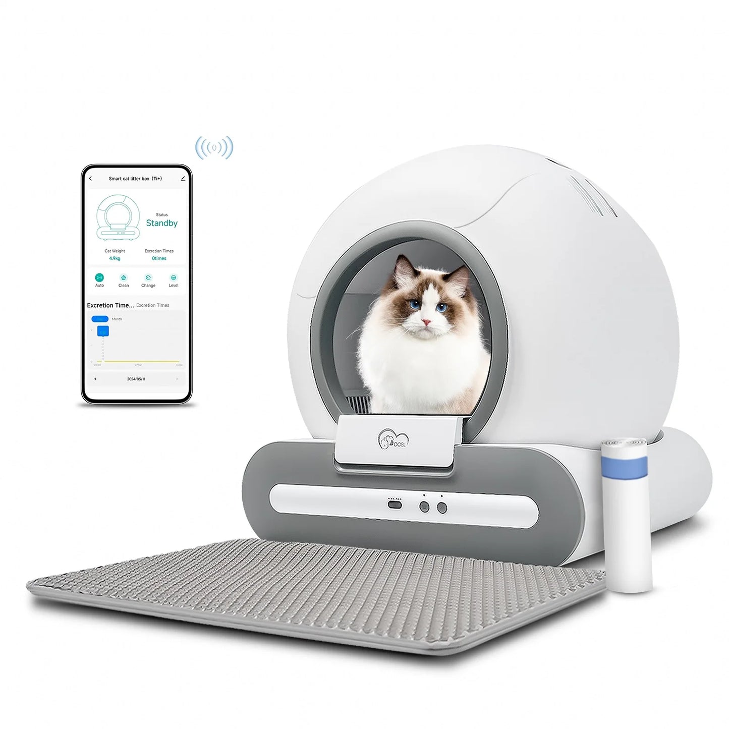 Smart Automatic Cat Litter Box with App Control – 65L Capacity – Self-Cleaning Litter Box for Large Cats – Modern Design – Hands-Free Cleaning – Fast Shipping