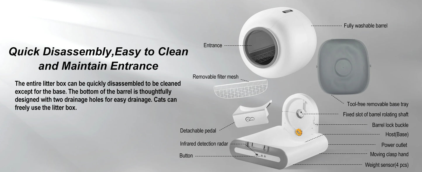 Smart Self-Cleaning Automatic Cat Litter Box – App-Controlled, Large Capacity, Easy Maintenance