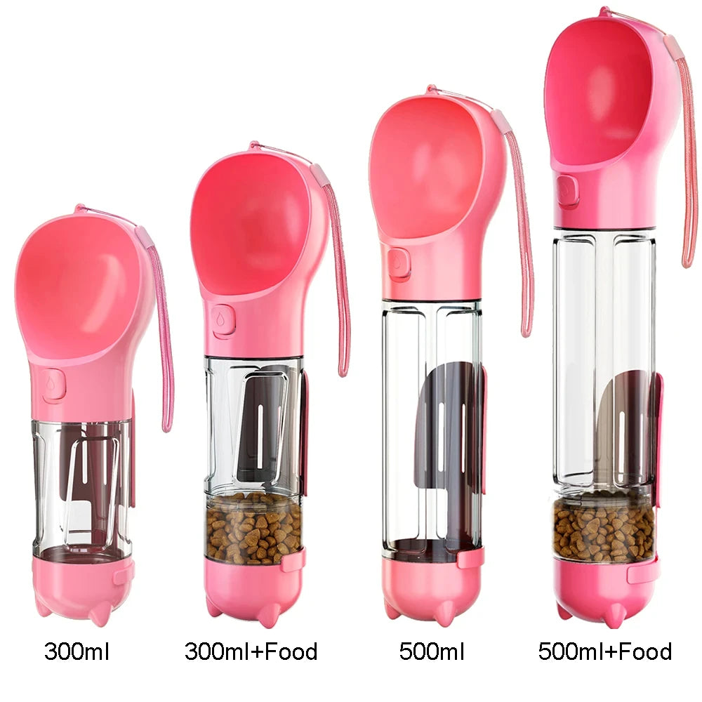 3-in-1 Portable Dog & Cat Water Bottle – Feeder, Poop Scoop & Food Container