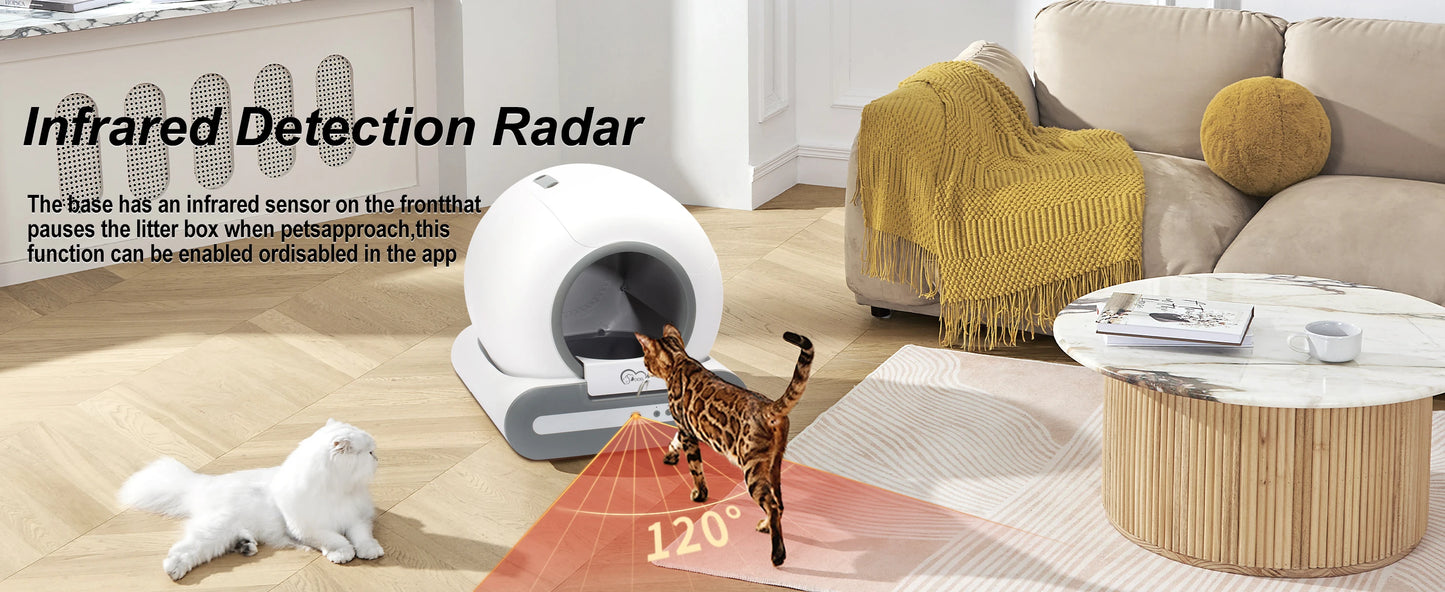 Smart Self-Cleaning Automatic Cat Litter Box – App-Controlled, Large Capacity, Easy Maintenance