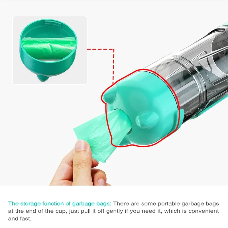 3-in-1 Portable Dog & Cat Water Bottle – Feeder, Poop Scoop & Food Container